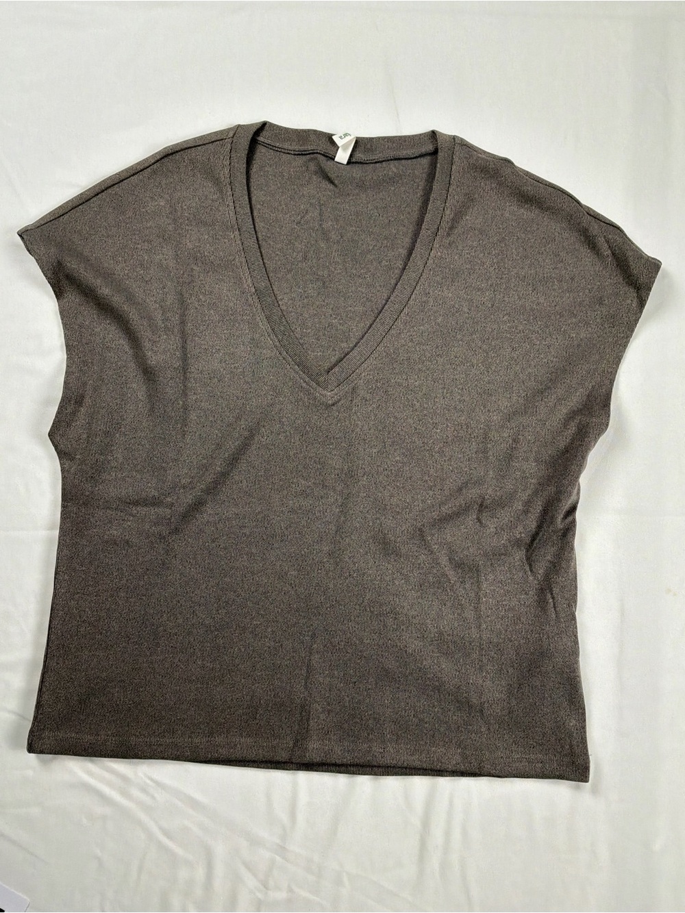HALARA V-Neck Short Sleeve Top in Dark Brown
